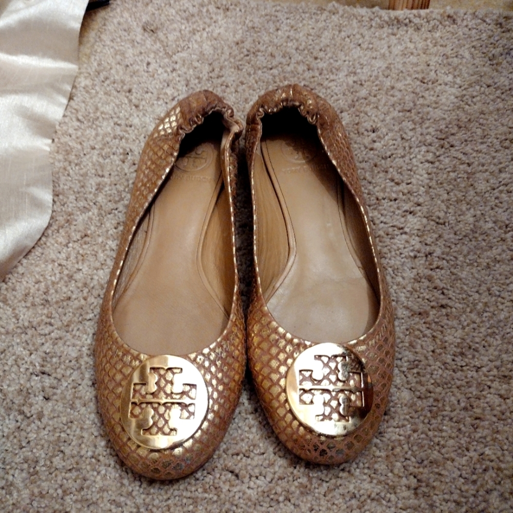 Tory Burch Reve Gold Flats